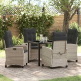 VidaXL Set de masă pentru grădină 5 pcs Gri deschis poliratan 3380408