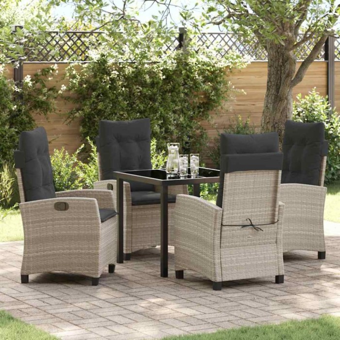 vidaXL Set de masă pentru grădină 5 pcs Gri deschis poliratan 3380408