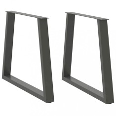 vidaXL Picioare de masă &icirc;n formă de V, 2 buc., antracit, 80x(72-73,3) cm, oțel
