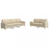 Cumpara ieftin Set de canapele cu perne decorative, 2 piese, crem, textil
