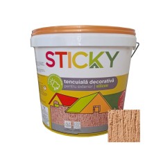 Tencuiala decorativa cu silicon Sticky, 2 mm, structurata, aspect scoarta de copac, terra, interior / exterior, 25 kg