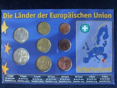 Euro set - Grecia 2002-2010 , 8 monede UNC foto