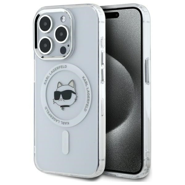 Husa MagSafe pentru Apple iPhone 14 Pro Max, Karl Lagerfeld, IML Metal Choupette&#039;s Head, Alba