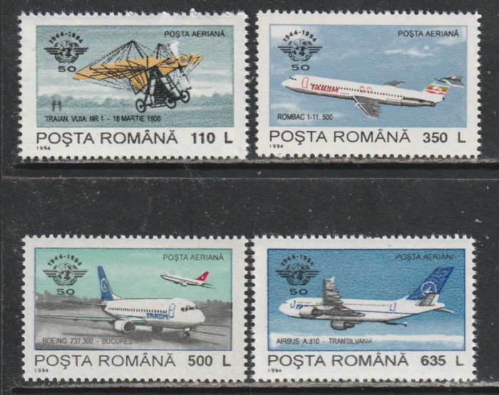 Romania 1994 - #1350 50th Anniversary of OACI 4v MNH