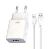 Incarcator 220V XO 12W, USB-A + cablu Lightning, 2.4A, L99, alb