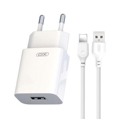Incarcator 220V XO 12W, USB-A + cablu Lightning, 2.4A, L99, alb foto