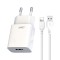 Incarcator 220V XO 12W, USB-A + cablu Lightning, 2.4A, L99, alb