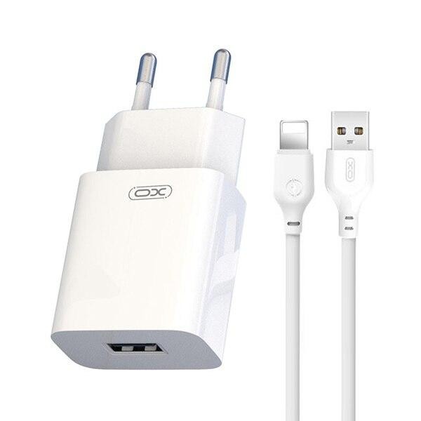 Incarcator 220V XO 12W, USB-A + cablu Lightning, 2.4A, L99, alb