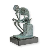 Skeleton ganditor-statueta din bronz pe un soclu marmura SL-32G