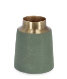 Cumpara ieftin Set 12 vaze flori metal auriu verde Saad 8x10 cm