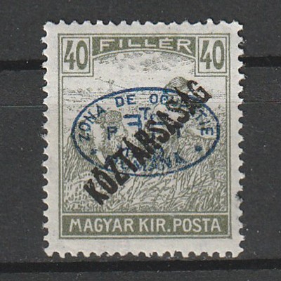 40 Filler Arato Koztarsasag Magyar Kir. Posta - zona Debretin 1919 foto