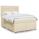 Cumpara ieftin Pat box spring cu saltea, crem, 160x200 cm, material textil