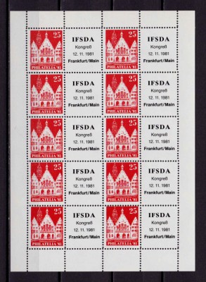 ✅(V 16) Germania &amp;#039;81,bloc/viniete of. congresul IFSDA Frankfurt,Aliati 1948,MNH foto