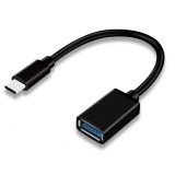 Cumpara ieftin Cablu date, adaptor USB 2.0 la USB Type C, lungime cablu 10 cm - Negru, Dactylion