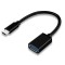Cablu date, adaptor USB 2.0 la USB Type C, lungime cablu 10 cm - Negru