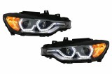 Faruri Full Angel Eyes LED DRL BMW 3 Series F30 F31 Sedan Touring (10.2011-05.2015) Negre Performance AutoTuning