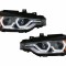 Faruri Full Angel Eyes LED DRL BMW 3 Series F30 F31 Sedan Touring (10.2011-05.2015) Negre Performance AutoTuning