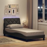 VidaXL Cadru de pat lumini LED fără saltea gri &icirc;nchis 90x190 cm textil