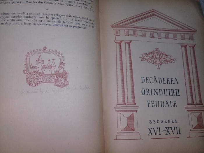 Carte veche,Istoria EVULUI MEDIU-Manual clasa a XI-a/1964/RARA,Coperti groase