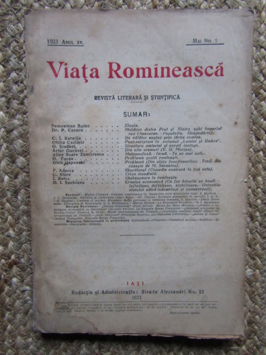 VIATA ROMANEASCA 1923 ANUL XV MAI NR 5