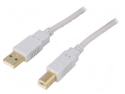Cablu USB 2.0 A-B Aurit 1,8m Gri foto