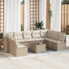 VidaXL Set de canapele pentru grădină 10 pcs Bej Rattan poli 3346551