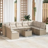 vidaXL Set de canapele pentru grădină cu pernă 10 pcs Bej și crem