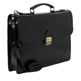 Servieta Dama Piele Naturala Neagra DS144, Fabricata in Italia, 37x7x29 cm