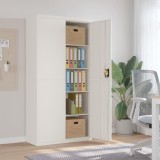 Fiset metalic vidaXL, alb, 90x40x180 cm, 4 rafturi reglabile, incuietoare, dulap birou otel