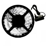 Banda LED impermeabila, A+, 5 m, 12V, 7W, SMD 3528, adaptor de alimentare, alb rece, Oem