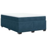 Cumpara ieftin Pat box spring cu saltea, albastru inchis, 160x200 cm, catifea