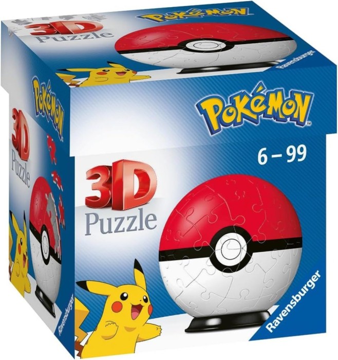 Puzzle 3D sfera Pokemon cu 55 piese, Ravensburger, multicolor