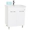 Baza si lavoar ceramic GN0541, mobilier baie stativ 60 cm, front MDF, 2 usi, 2 rafturi, balamale soft close, picioare cromate reglabile, alb