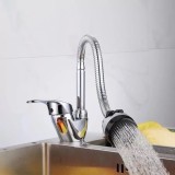 Baterie Bucatarie Korman Technik cu Pipa Flexibila, Crom, Aliaj