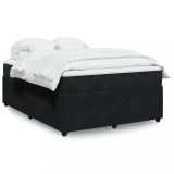 vidaXL Pat box spring cu saltea, negru, 140x200 cm, catifea 3285646