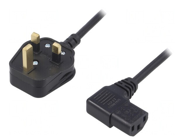 Cablu Alimentare 1.8m 3x0.75mm2 BS 1363 la IEC C13 90&deg; PVC