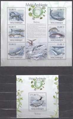DB1 Fauna Marina Balene Mozambic MS + SS MNH foto