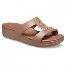 Papuci Crocs Monterey Shimmer Slip-On Wedge Bronz - Bronze