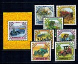 Mongolia 1980 - Masini de epoca, serie+colita neuzata
