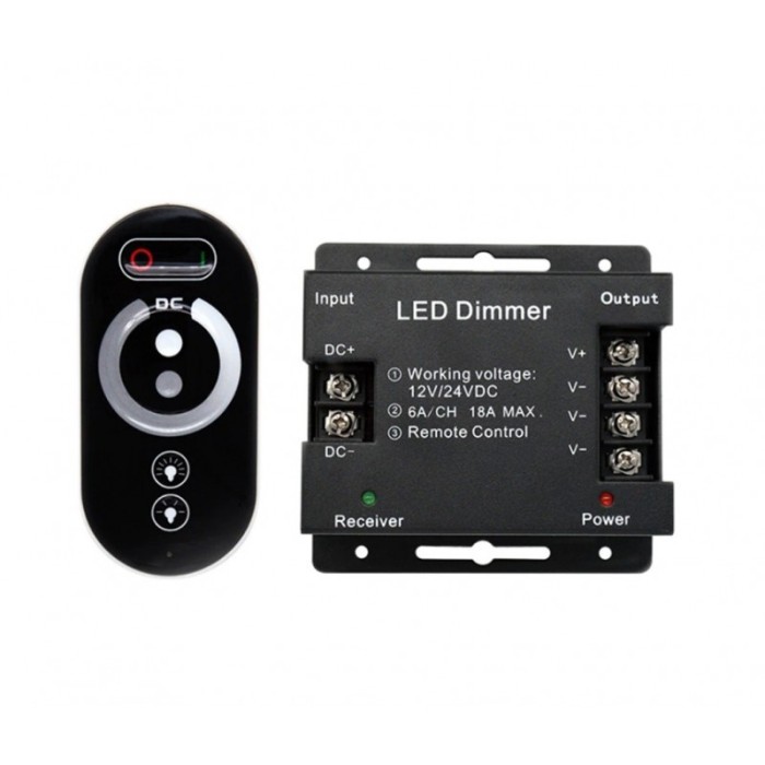 Controler touch pentru benzi LED monocrom elSales ELS-CTBLM, 12-24 Volti, 6 A, negru