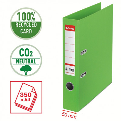 Biblioraft Esselte No.1 Power Recycled, Carton Cu Amprenta Co2 Neutra, A4, 50 Mm, Verde foto