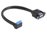 Cablu USB A soclu x2, 0,5m, negru, 24AWG, 28AWG - DELOCK