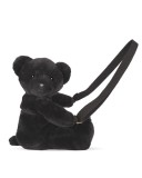 Jucarie de plus, Doudou, Ursulet, geanta crossbody, Negru, 30 cm