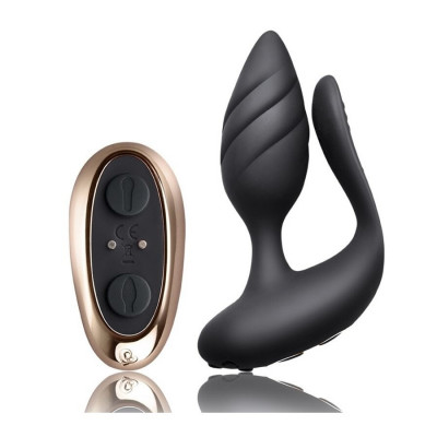 Vibrator Cuplu Cocktail Remote Control 10 Moduri Vibratii USB Silicon Negru foto