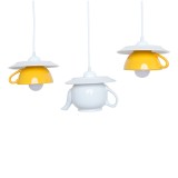 Lustra &bdquo;Tea time&rdquo; triple crazy teapot white &amp; yellow, ceainic + cesti