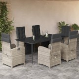 vidaXL Set mobilier de grădină cu perne, 7 piese gri deschis poliratan