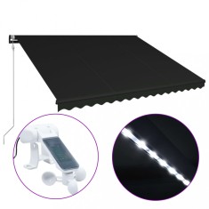 Copertina retractabila cu senzor vant &amp;amp; LED antracit 400x300 cm foto