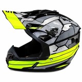 Casca Moto/Enduro FIXATO, Interior Confortabil, Ventilatie Multipla, Gri cu Verde, L 59-60cm