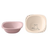 Set 2 castroane nip&reg; Green pentru mancarea copiilor cu motive gravate laser, din materiale naturale regenerabile, fara BPA, fara melamina, lavabile in