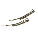 Set 2 agrafe negre cu pietre albe